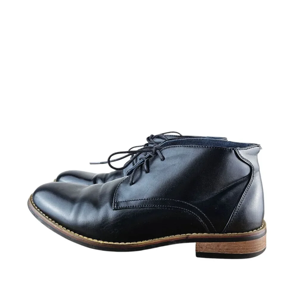 Zriang Mens Black Leather Round Toe Lace-Up Ankle Chukka Boots Size 8 Damaged
